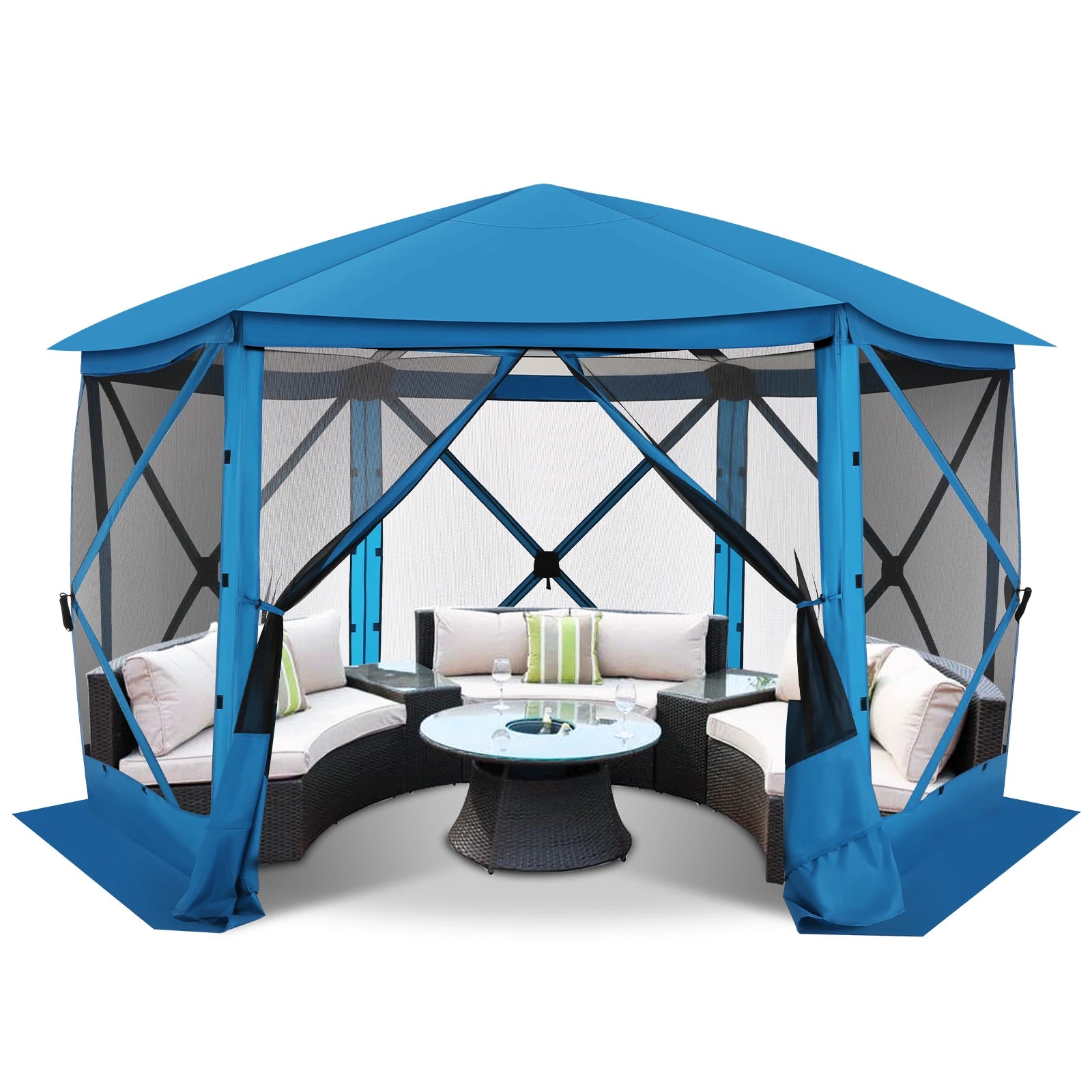 12x12ft Pop Up Gazebo Screen House Tent for Outdoor Camping, Mosquito Netting