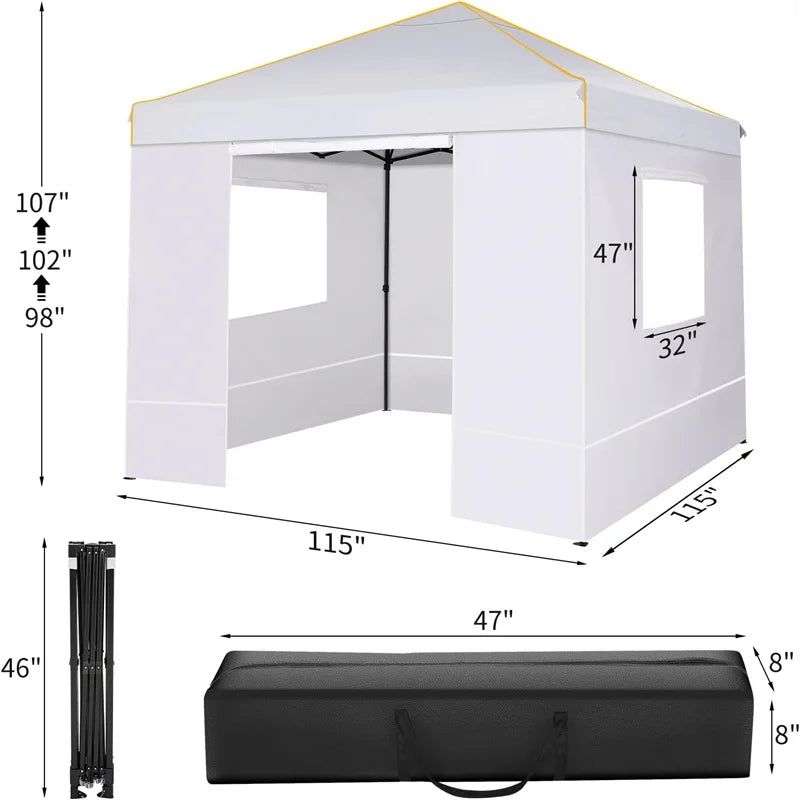 10x10FT Pop Up Canopy Tent with Sidewalls and Roll-up Ventilated Windows