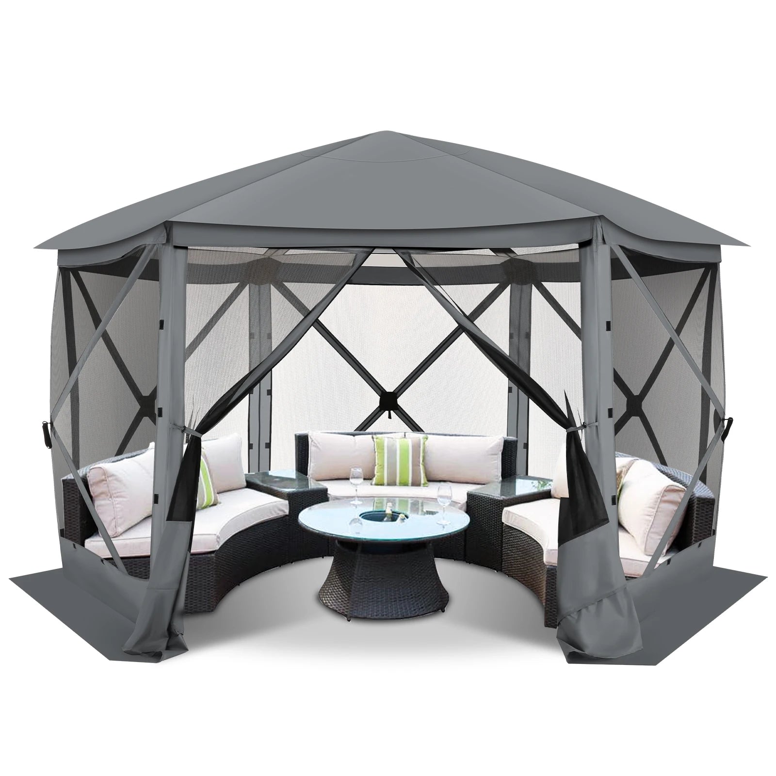12x12ft Pop Up Gazebo Screen House Tent for Outdoor Camping, Mosquito Netting