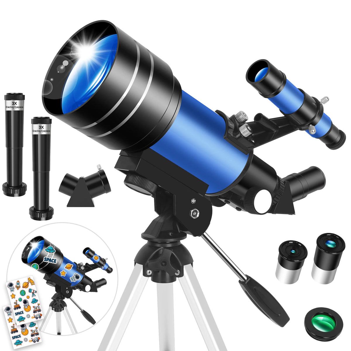150X 70mm Astronomical Telescope for Adults Beginners Camping Nature Observation