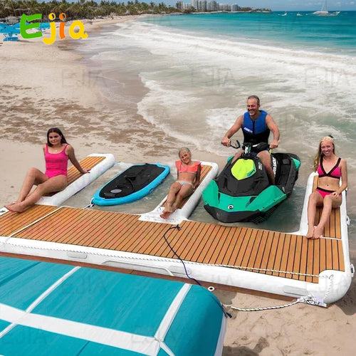 13ft/ 4m EVA Non-Slip Inflatable E Dock Platform Double Jet Ski Dock Lake Use