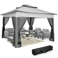 11x11ft Pop Up Gazebo Pavilion With Mosquito Netting Outdoor Canopy Tent Backyard