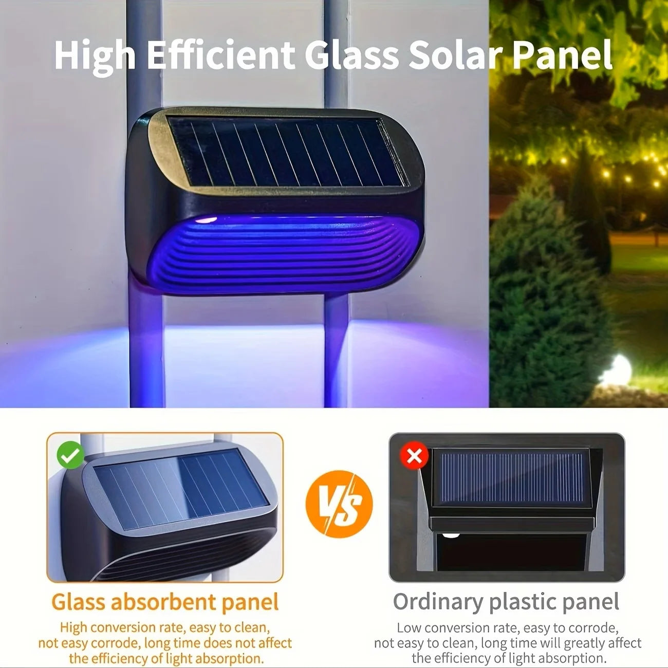 Solar Wall/Fence Lamp Lights RGB Modes For Backyard Patio Deck Waterproof