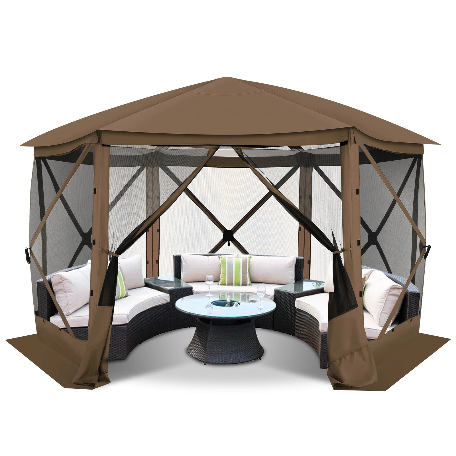 12x12ft Pop Up Gazebo Screen House Tent for Outdoor Camping, Mosquito Netting