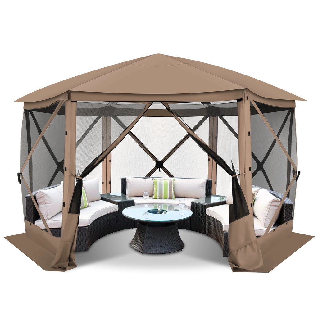 12x12ft Pop Up Gazebo Screen House Tent for Outdoor Camping, Mosquito Netting