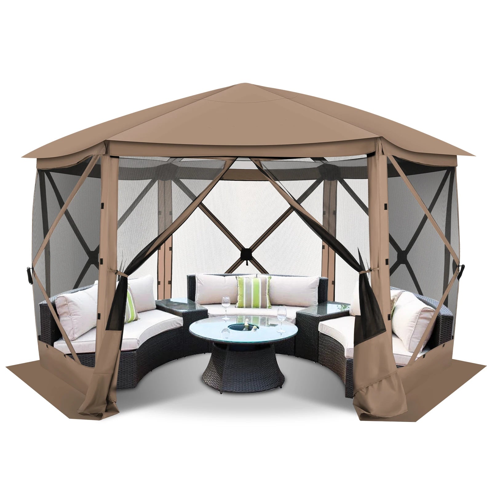 12x12ft Pop Up Gazebo Screen House Tent for Outdoor Camping, Mosquito Netting