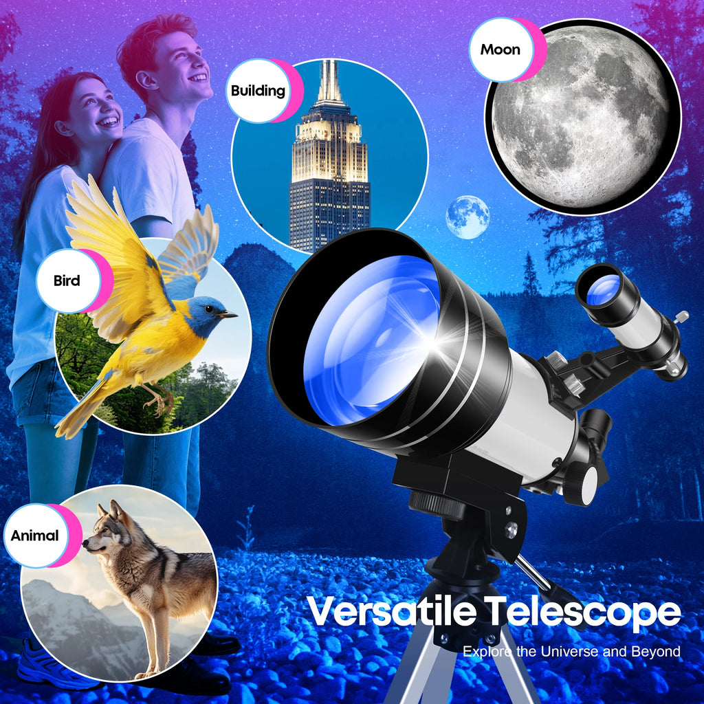 150X 70mm Astronomical Telescope for Adults Beginners Camping Nature Observation