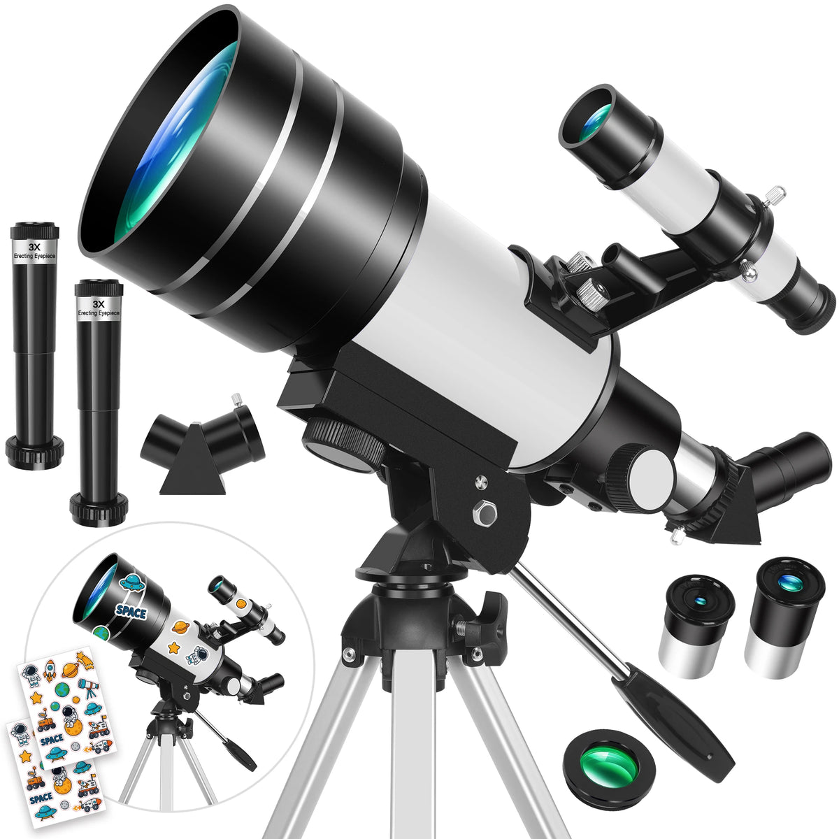 150X 70mm Astronomical Telescope for Adults Beginners Camping Nature Observation