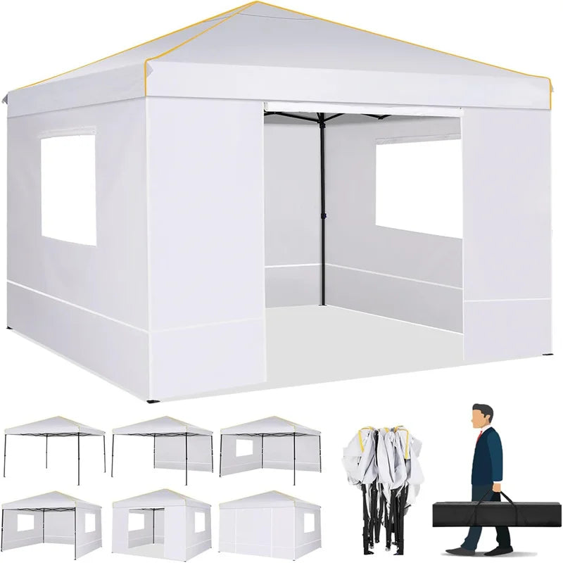 10x10FT Pop Up Canopy Tent with Sidewalls and Roll-up Ventilated Windows