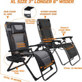 XXL Oversize Recliner Folding Chair for Camping Patio Outdoors Zero Gravity Extra Wide Reclining Padded Seats with Sunshade