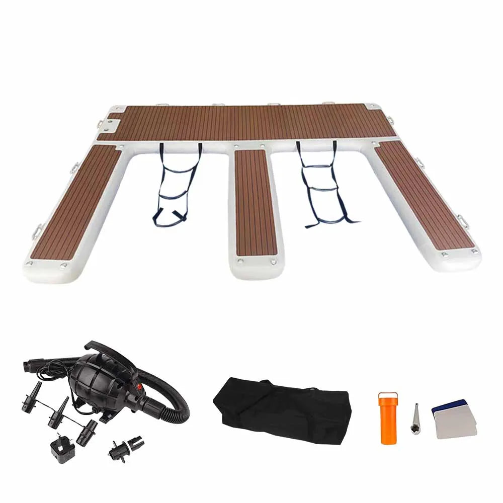 13ft/ 4m EVA Non-Slip Inflatable E Dock Platform Double Jet Ski Dock Lake Use