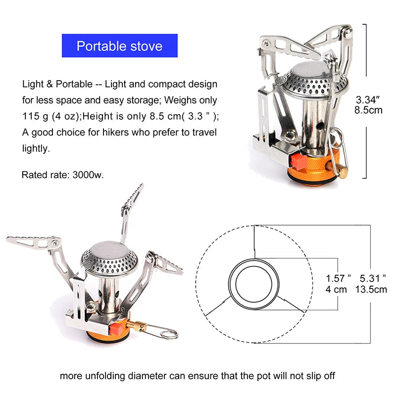 Camping Cookware Set Outdoor Tableware Equipment Burner Stove Folding Knife Fork Portable