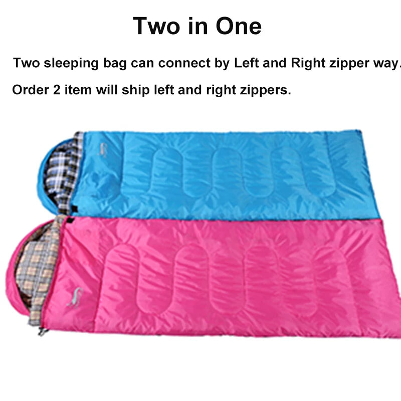 Soft Flannel Sleeping Bags with Pillow for Adult Kids Winter Warm Lining Hiking Camping
