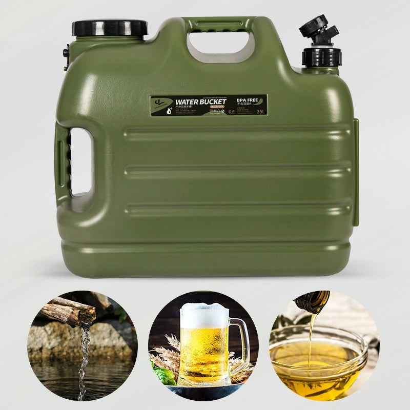 10L/12L/18L/25L Large Military Green Water Tank Carrier Container with Spigot for Camping Outdoors