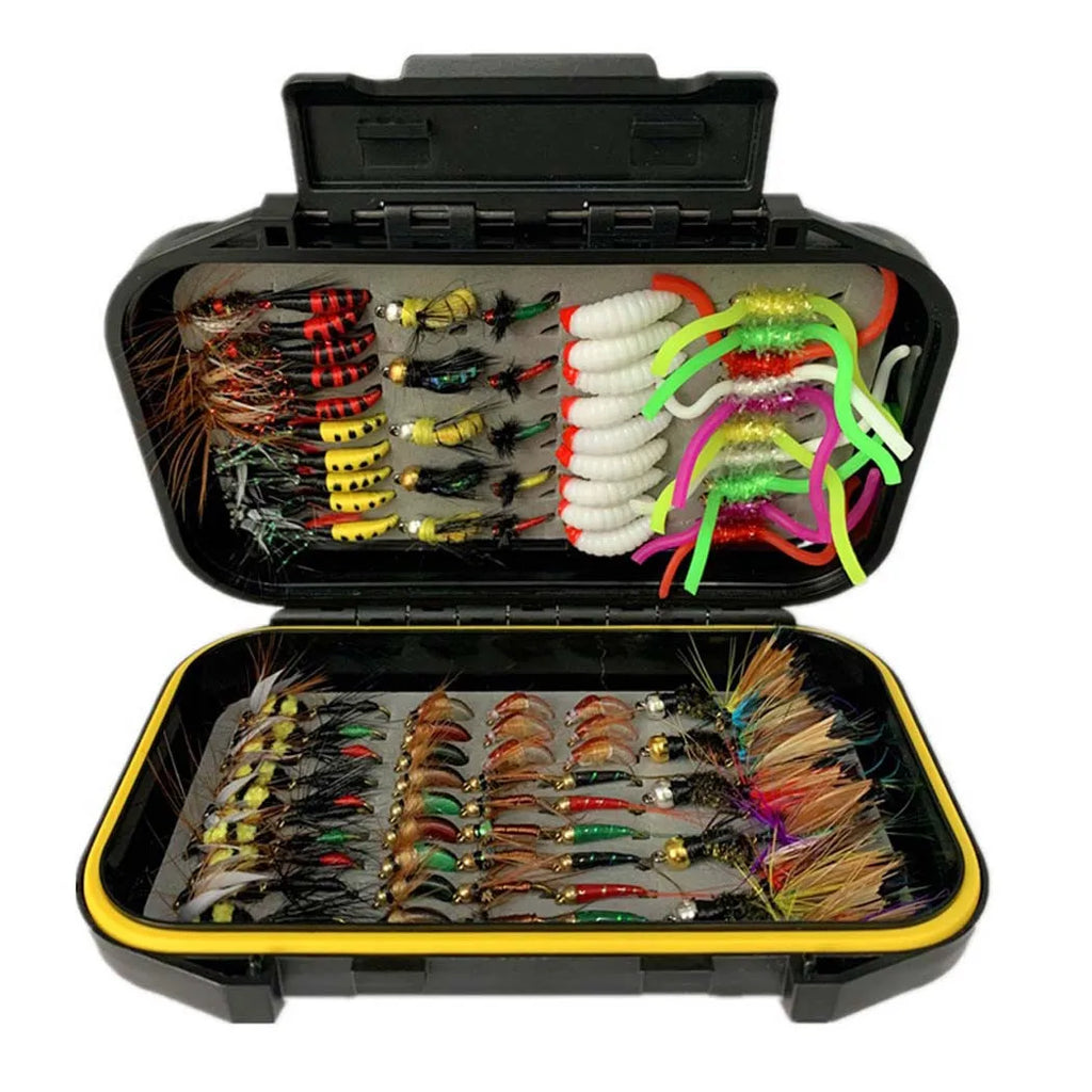 40-148Pieces/Box Trout Fly Fishing Assorted Nymph Dry Wet Flies