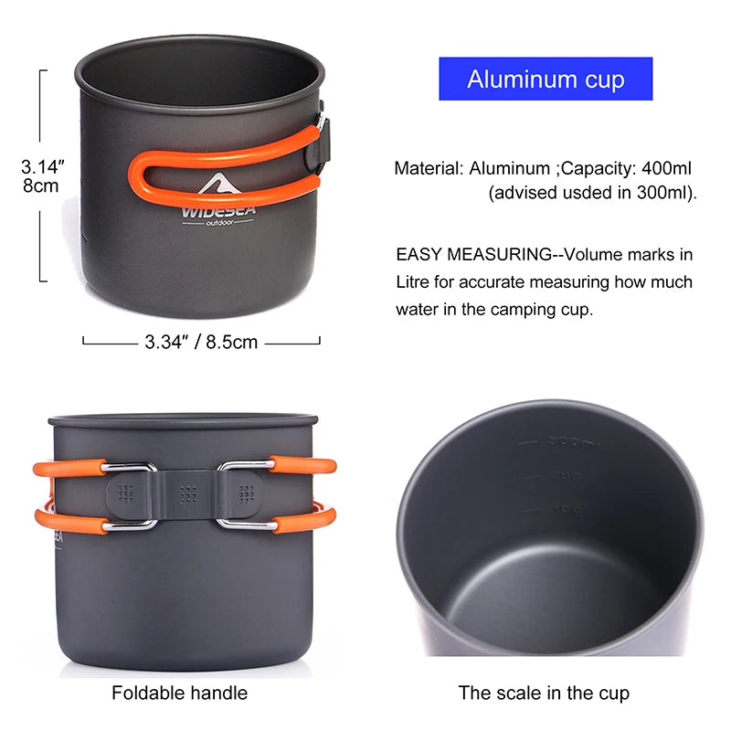 Camping Cookware Set Outdoor Tableware Equipment Burner Stove Folding Knife Fork Portable