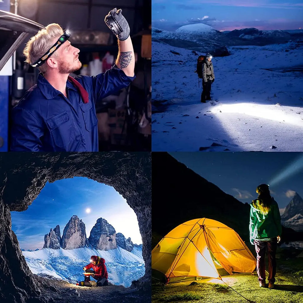 H25L USB Rechargeable 1000LM Headlamp with 18650 Battery Dual 5000K Flashlight Camping Fishing