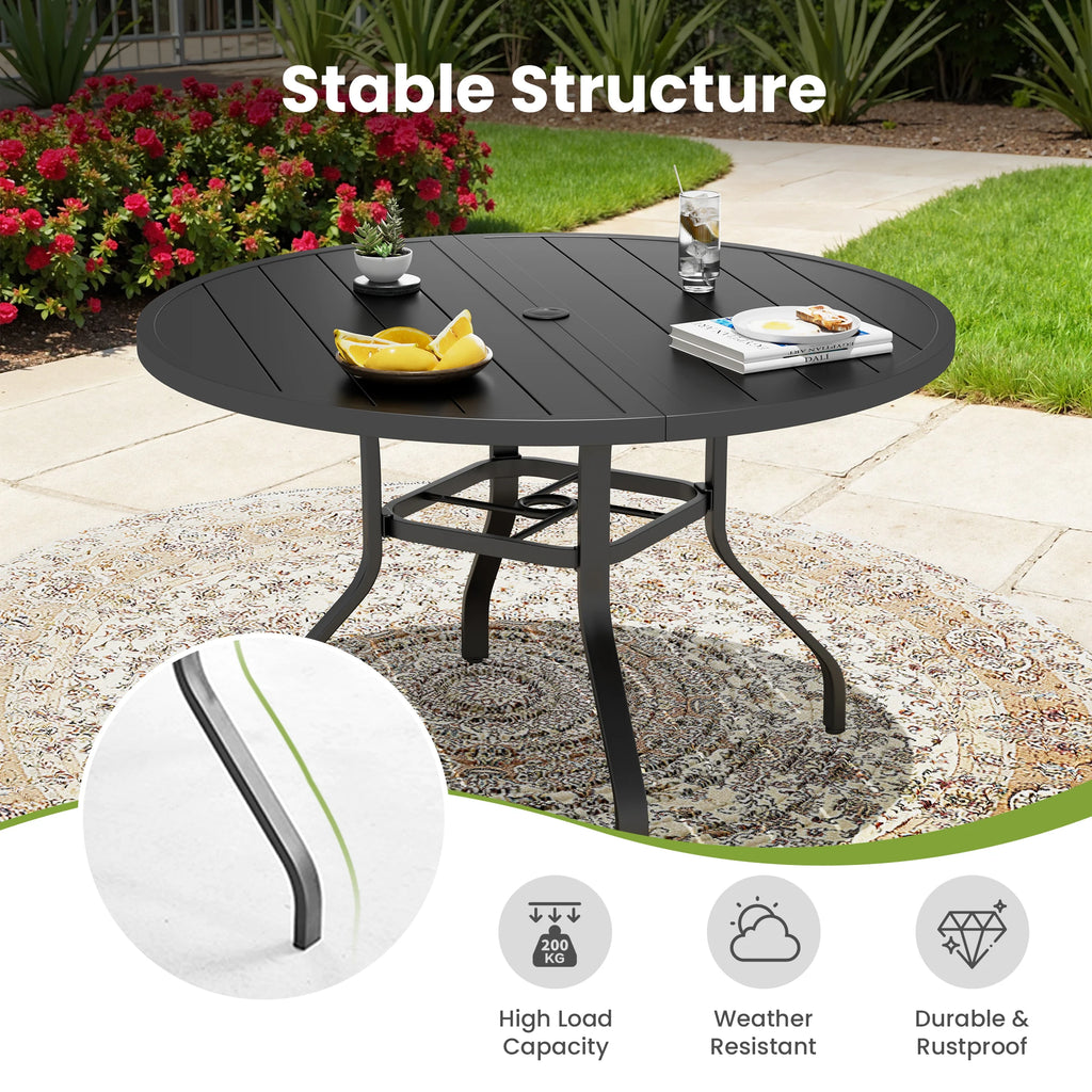 Outdoor Patio Dining Table, 41" Round Patio Table with 1.57" Umbrella Hole, Metal Tables for Patio, Backyard, Poolside