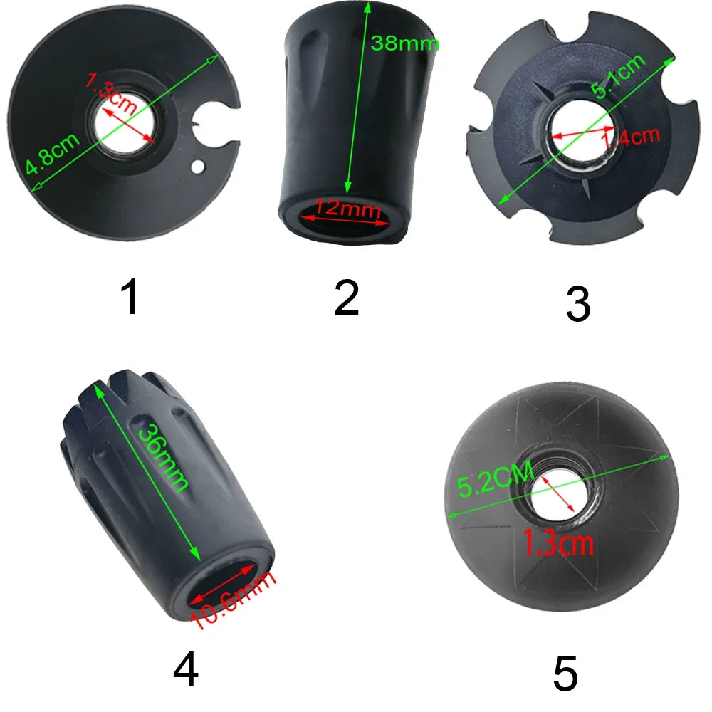 6 Piece Climbing Trekking Pole Replacement  Protector Cap  Snow Basket