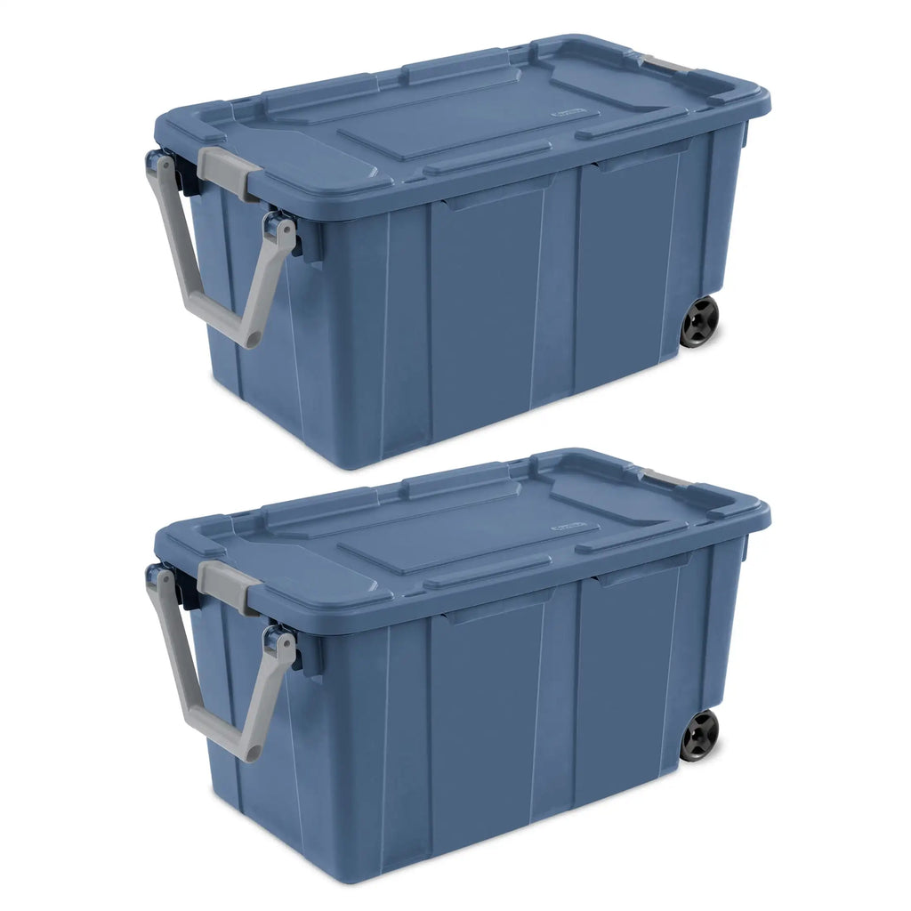 Extra Large Storage Bin, 40 Gallon Wheeled Plastic Storage Container with Handle, Black, Pack of 2
