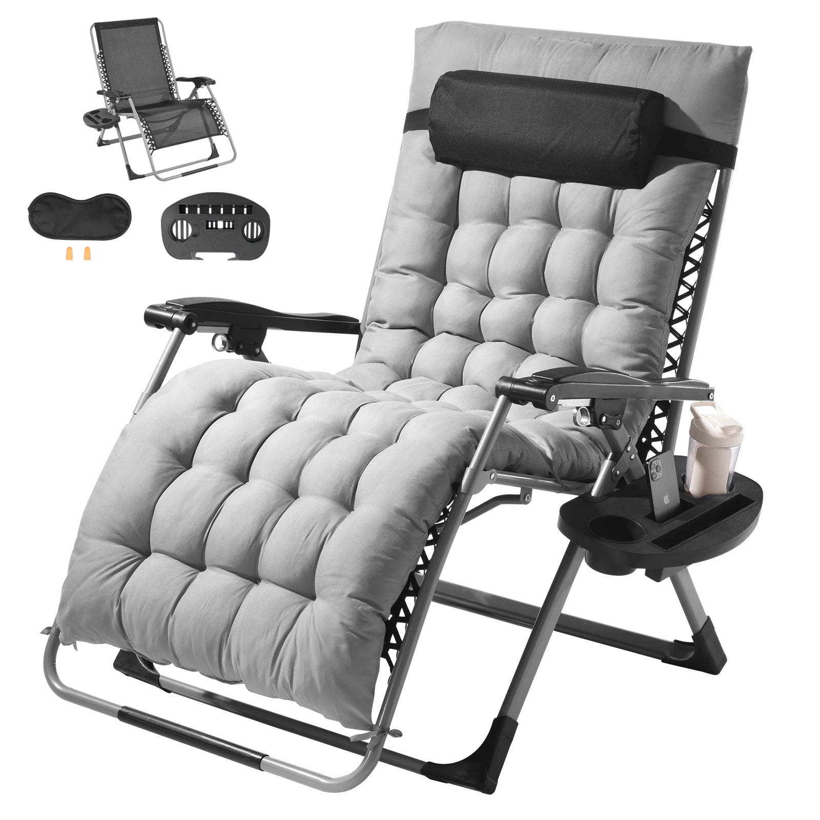 Recliner Chair Zero Gravity Adjustable with Cushion Footrest