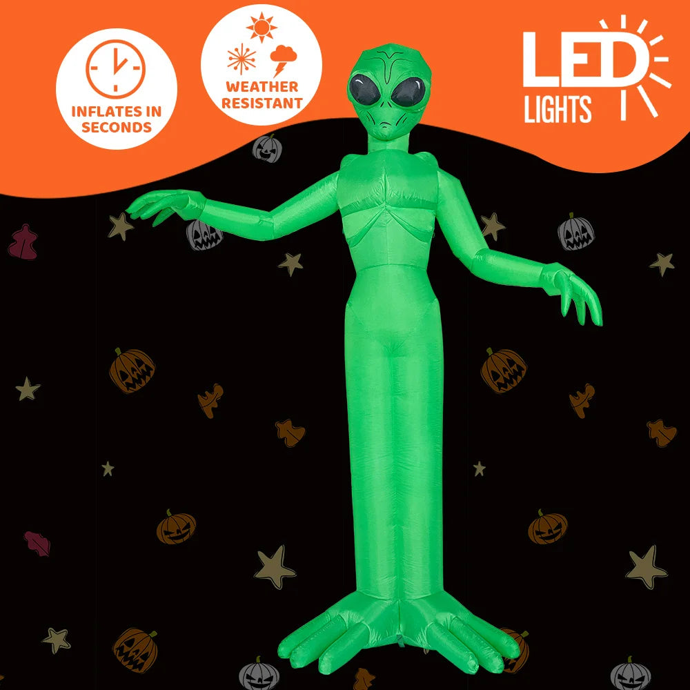 9 FT Tall Alien Halloween Inflatable Decoration Outside Inflatable Outdoor Decor with Build-in LEDs for Halloween Yard Lawn