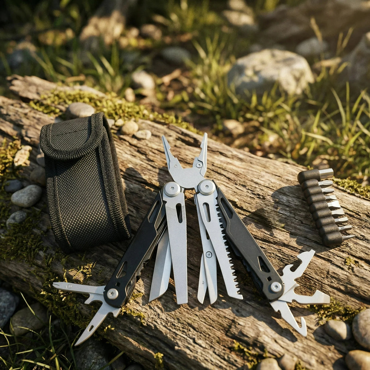 27 in 1 Multitool Pliers - Stainless Steel Survival Tool with Screwdriver/Saw/Spring Scissors for Camping, Fishing, Hiking
