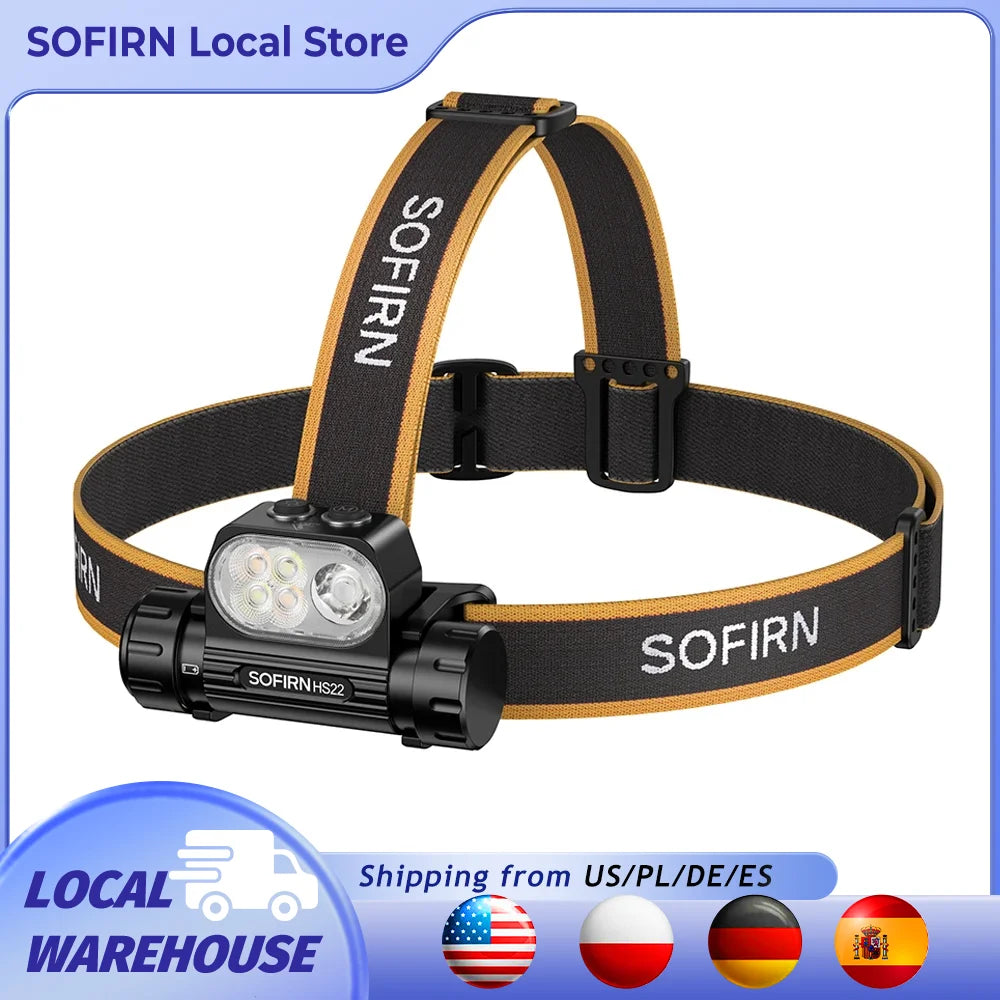 Headlamp HS22 2500lm 18650 4000mAh Flashlight 2700-6000K Stepless SFT25R LED Dual Switch