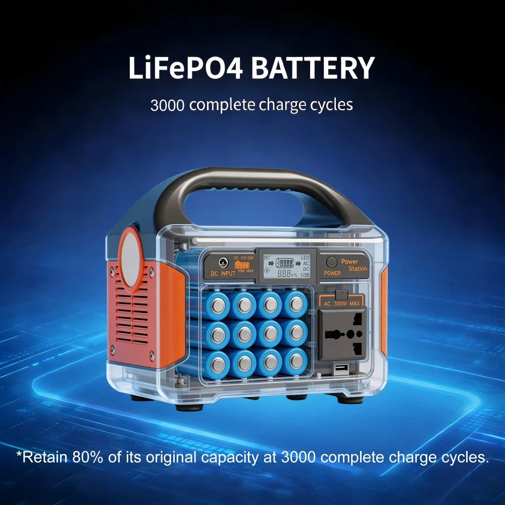 500W 300W Portable Power Station 460.8Wh LiFePO4 Battery Charging Station 110V Solar Generator Power Bank for Camping