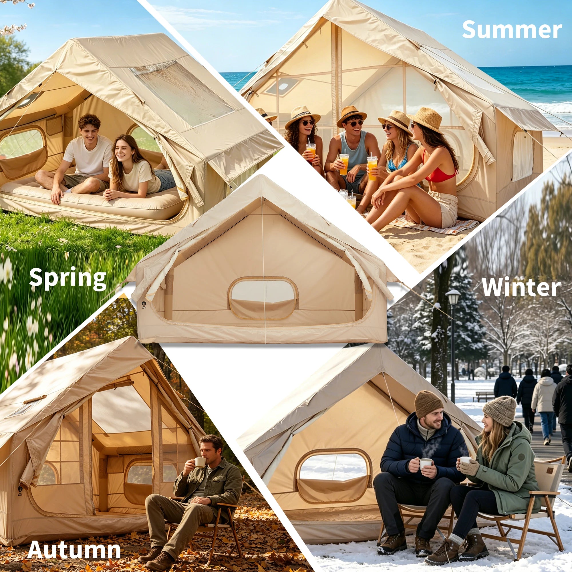 Spacious & Waterproof Inflatable Camping Tent – Family Outdoor Shelter for 6 – Quick Setup, Durable Oxford Fabric, Portable Camping
