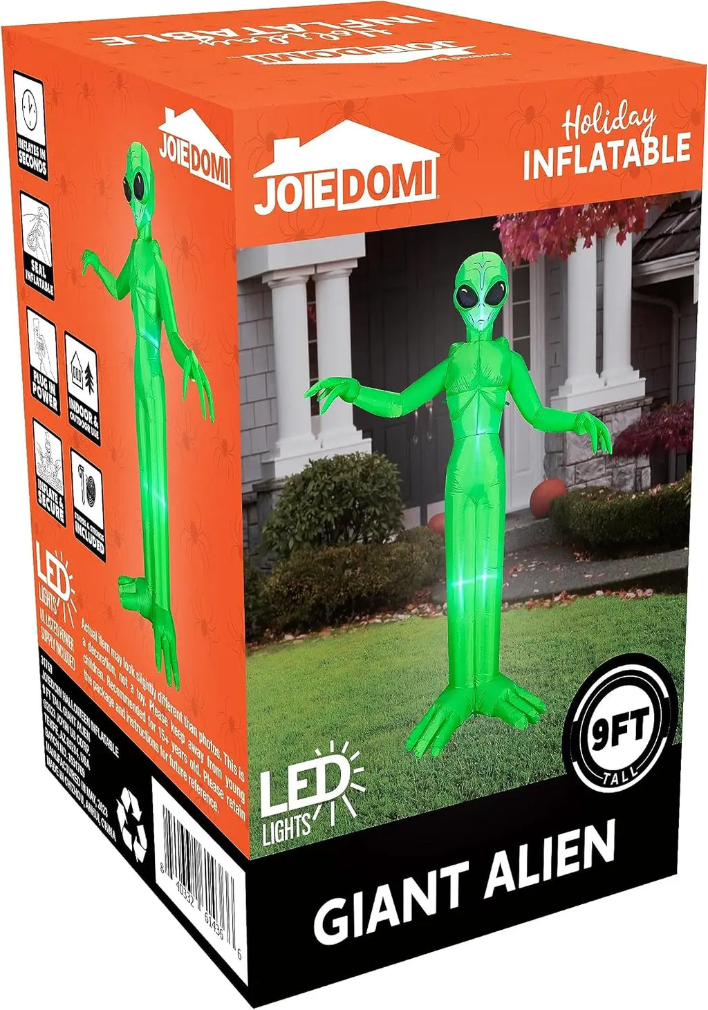 9 FT Tall Alien Halloween Inflatable Decoration Outside Inflatable Outdoor Decor with Build-in LEDs for Halloween Yard Lawn