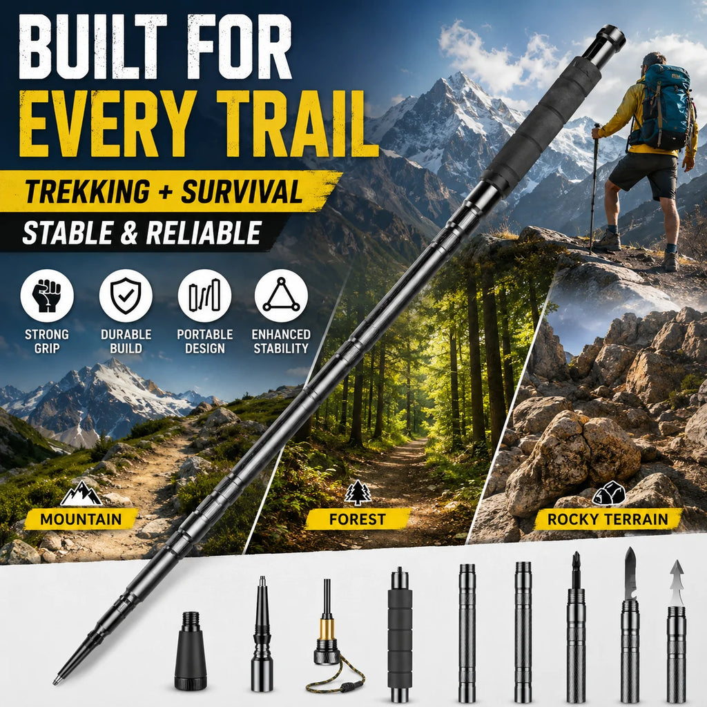 Adjustable 106CM Outdoor Walking Stick, Telescopic Lightweight Hiking Trekking Pole, Non Slip Comfort Grip Outdoor Adventures
