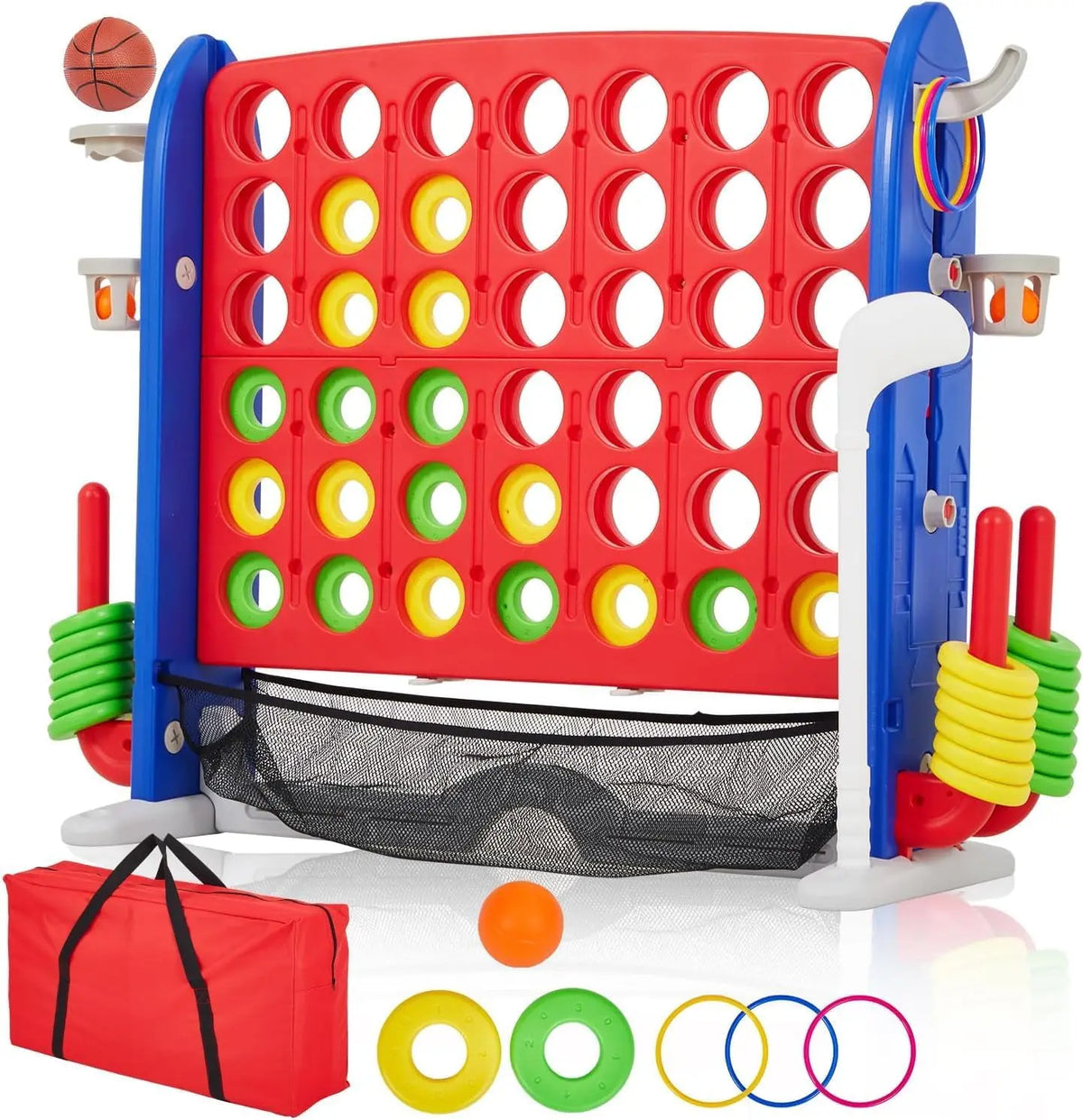 Giant 4-in-a-Row – Jumbo 4-to-Score Yard Game, Indoor/Outdoor Family Connect 4 Game with Mesh Pocket