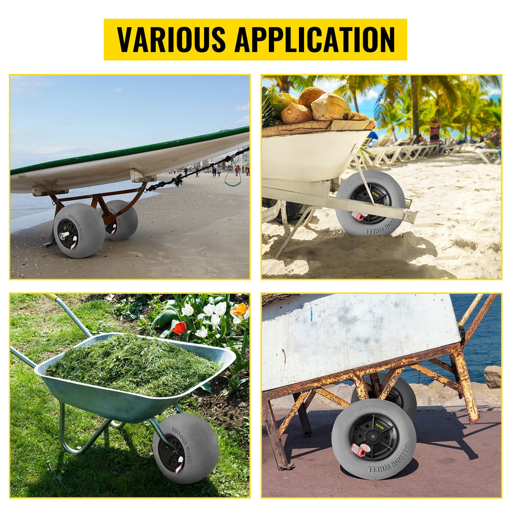 Beach Balloon Wheels 13" Replacement Sand Tires TPU Cart Tires for Kayak Dolly Canoe