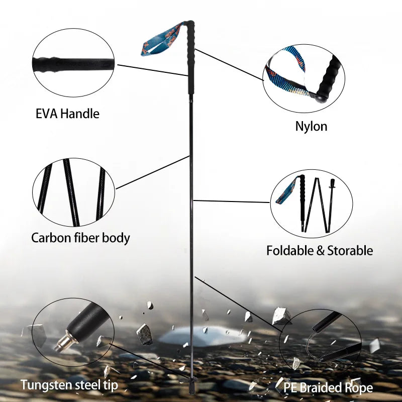 Ultra Light Weight Folding Trekking Poles Hiking Sticks Carbon Fiber