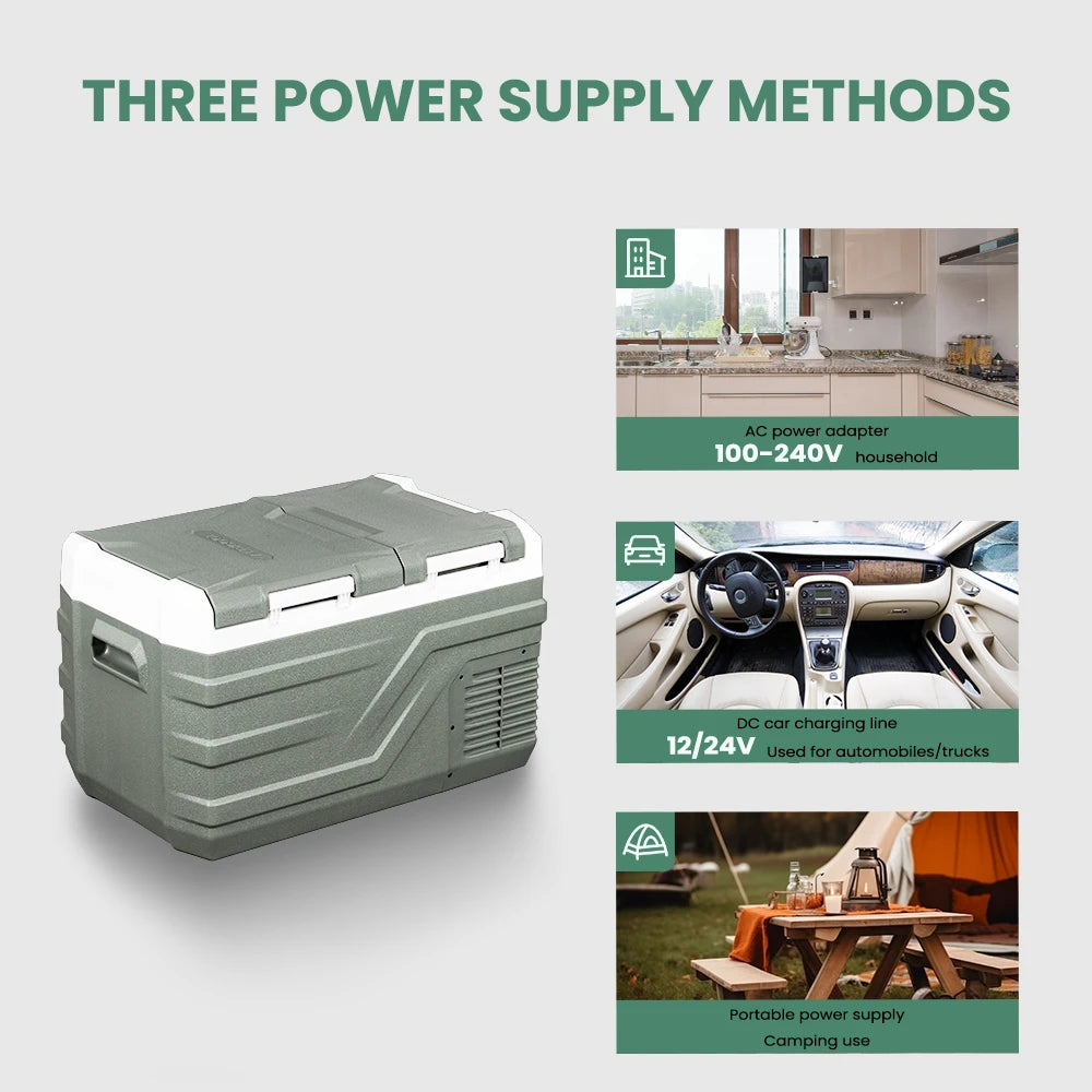 NLS 20L 30L 40L Car Refrigerator Mini Fridge Freezer 12V Portable Compressor Cooler 12/24V DC 100-240V AC for Camping