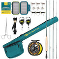 Fly Fishing Rod Combo Starter Kit Semi Gloss Green Jade Finish 24T Carbon Fiber Fly Rod case
