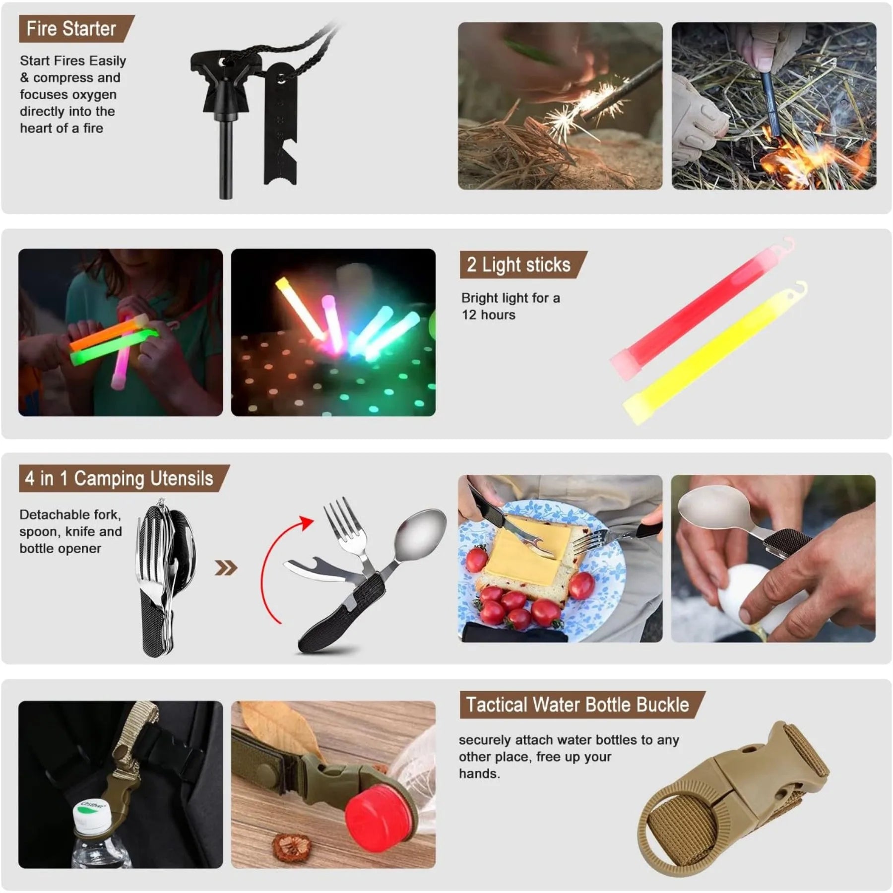 238Pcs Emergency Survival Kit, Professional Survival Gear Tool Molle Pouch and Emergency Tent