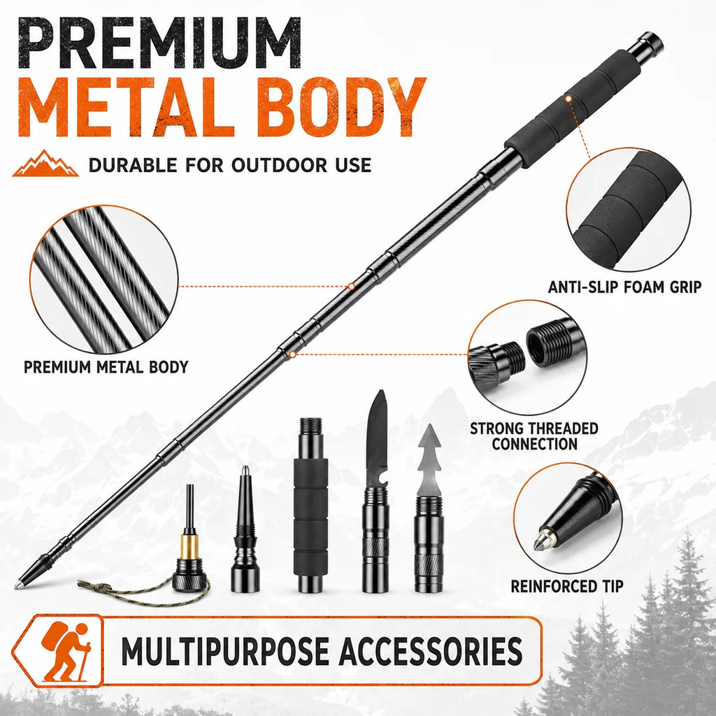 Adjustable 106CM Outdoor Walking Stick, Telescopic Lightweight Hiking Trekking Pole, Non Slip Comfort Grip Outdoor Adventures