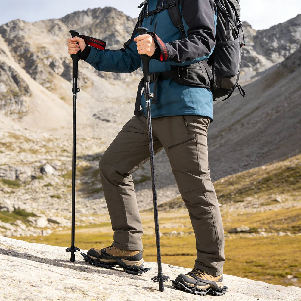 Ultralight Carbon Fiber Trekking Poles Hiking Cane Folding Telescopic Mountain Climbing Pole