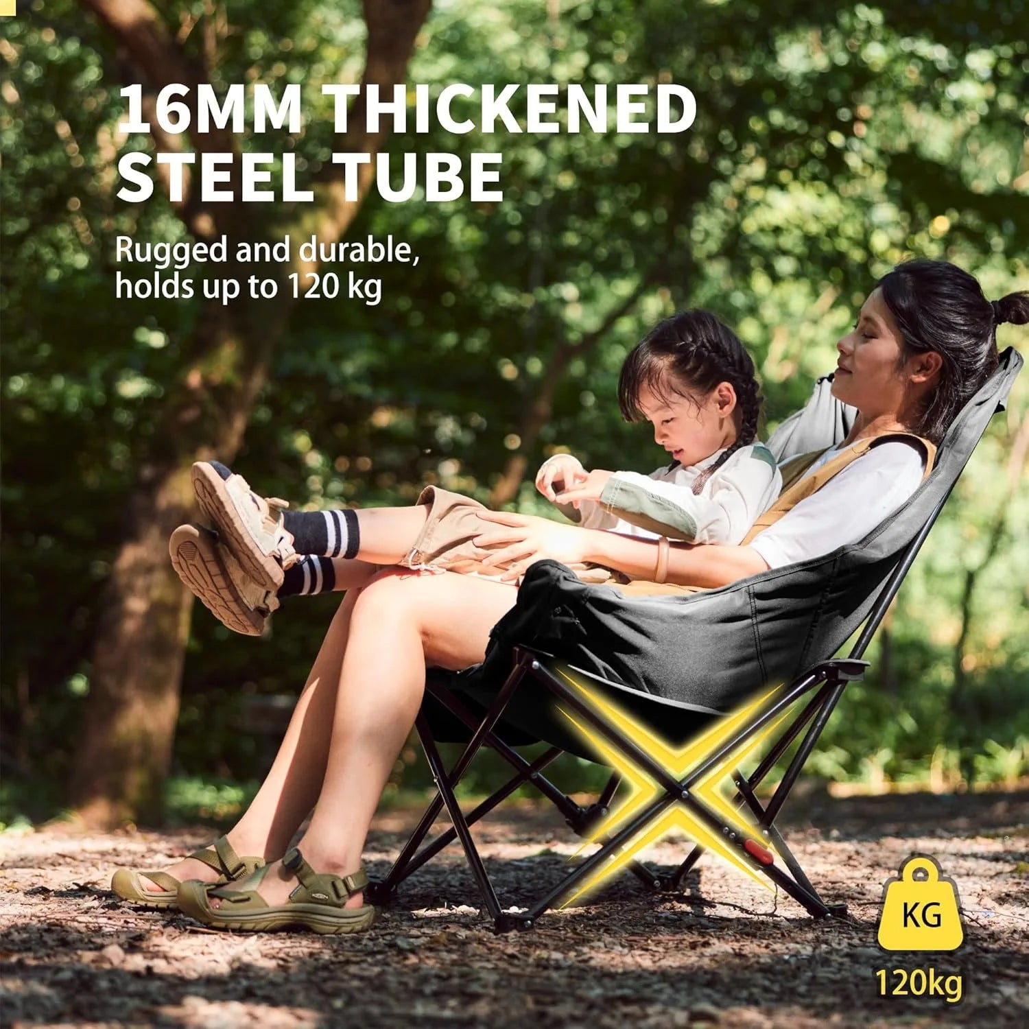Sea Star Recliner Outdoor Folding High Back Moon Chair 2-Position Adjustable Portable Camping Chair