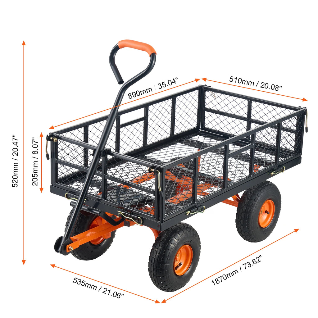 Metal Garden Utility Cart Simple Assembly Versatile 400lbs Capacity