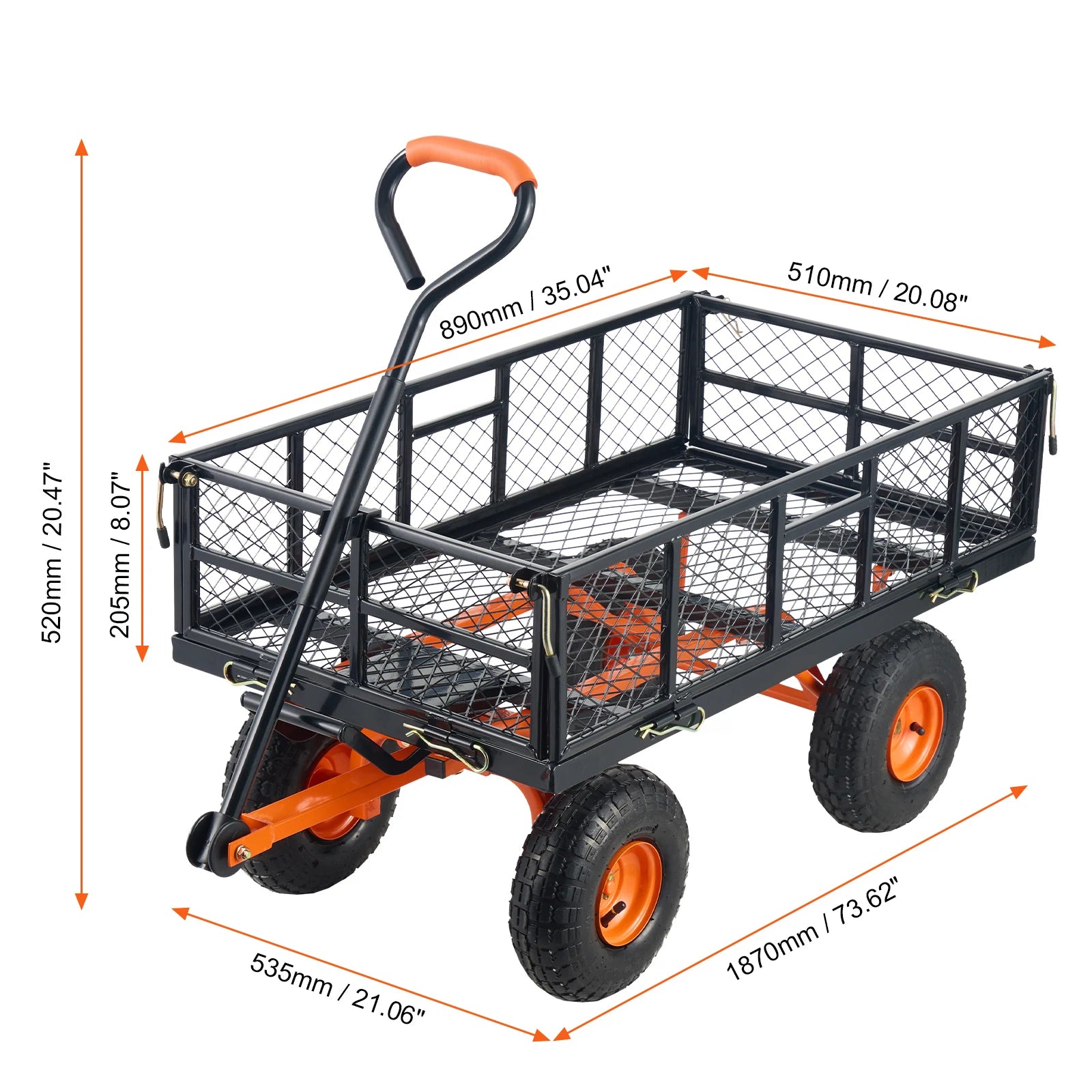 Metal Garden Utility Cart Simple Assembly Versatile 400lbs Capacity