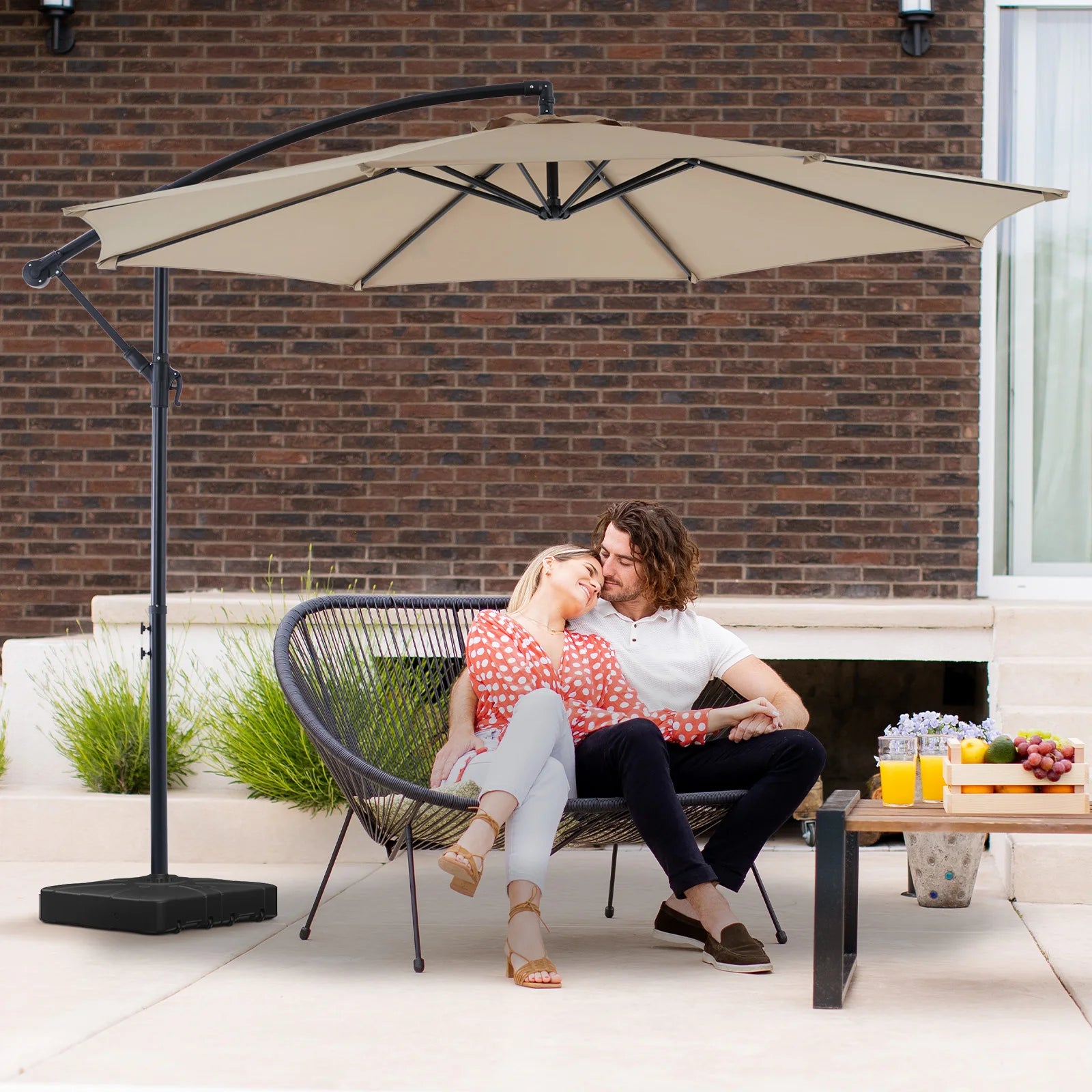 10FT Outdoor Patio Umbrella Hanging Cantilever with Easy Tilt Adjustment