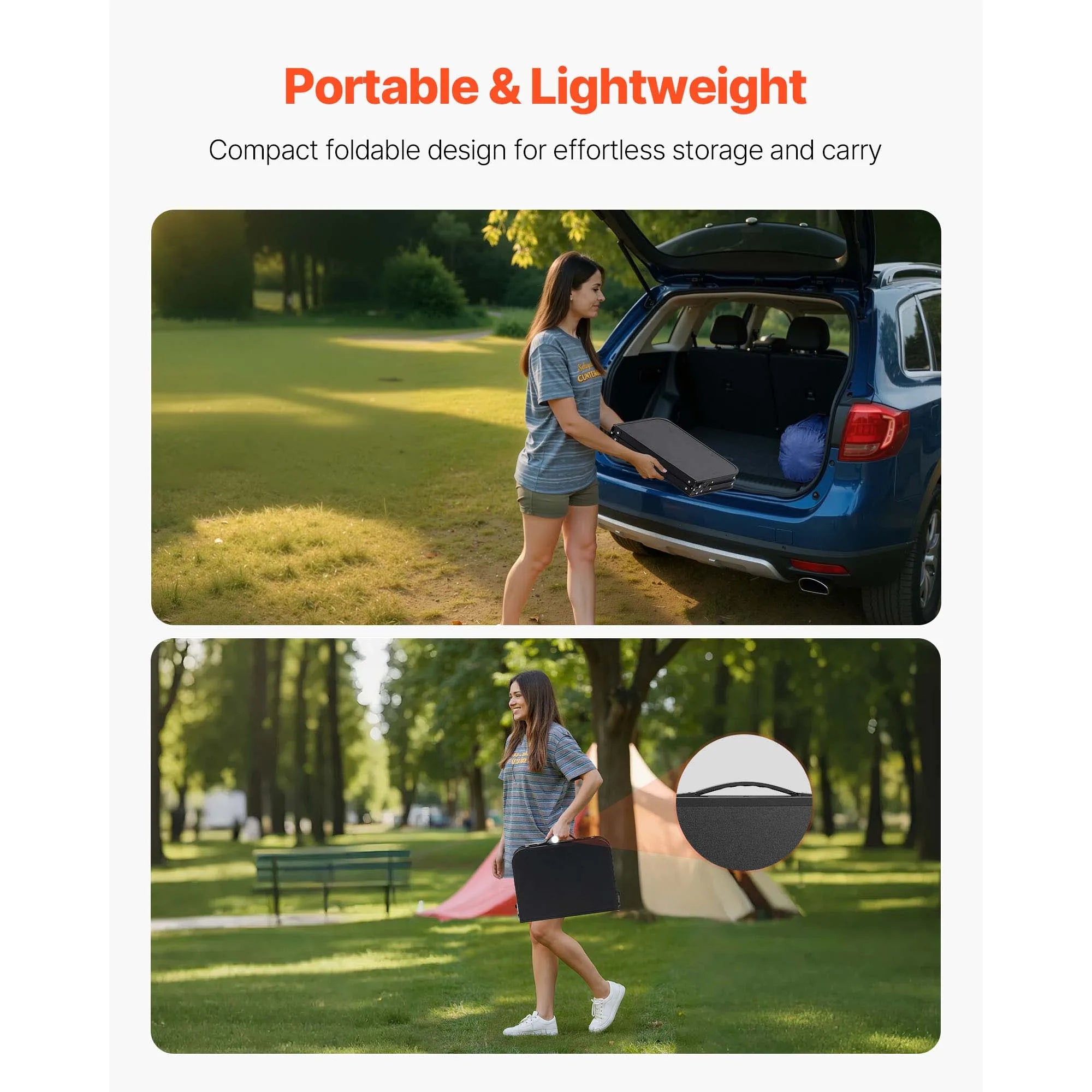 Folding Camping Table Adjustable Height Portable Side Tables Aluminum MDF Beach Table with Mesh Layer