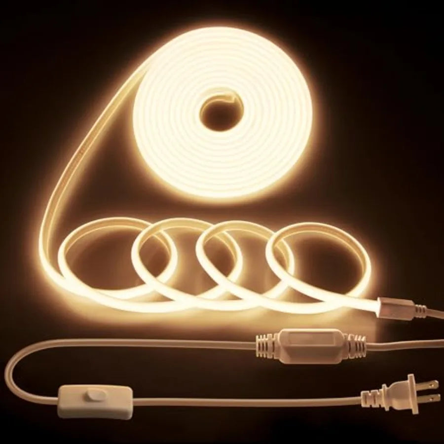 Outdoor LED Strip Lights Waterproof 50Feet Dimmable LED Rope Light with Remote AC 110V~120V