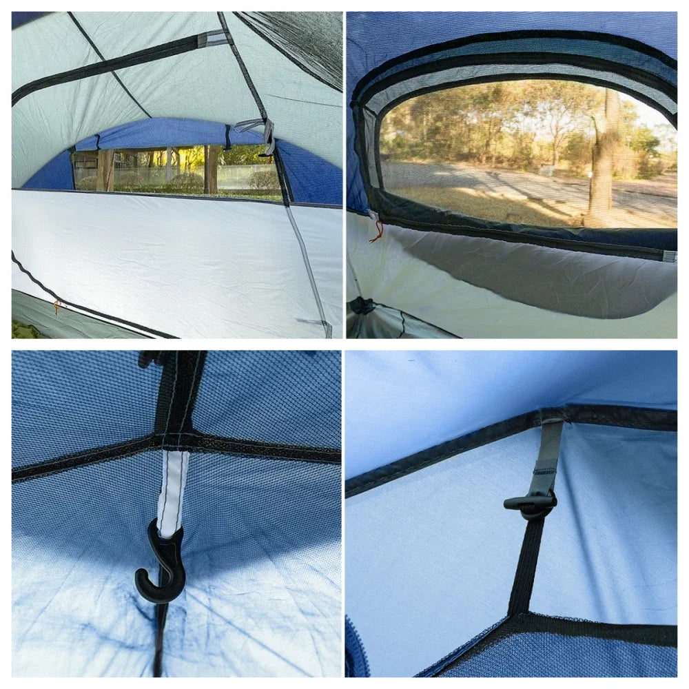 Pop Up Tent 2-3 Persons Instant Set Up Tent with Footprint Tarp & Porch, Automatic Double Layer Waterproof Camping Tent with Rainfly