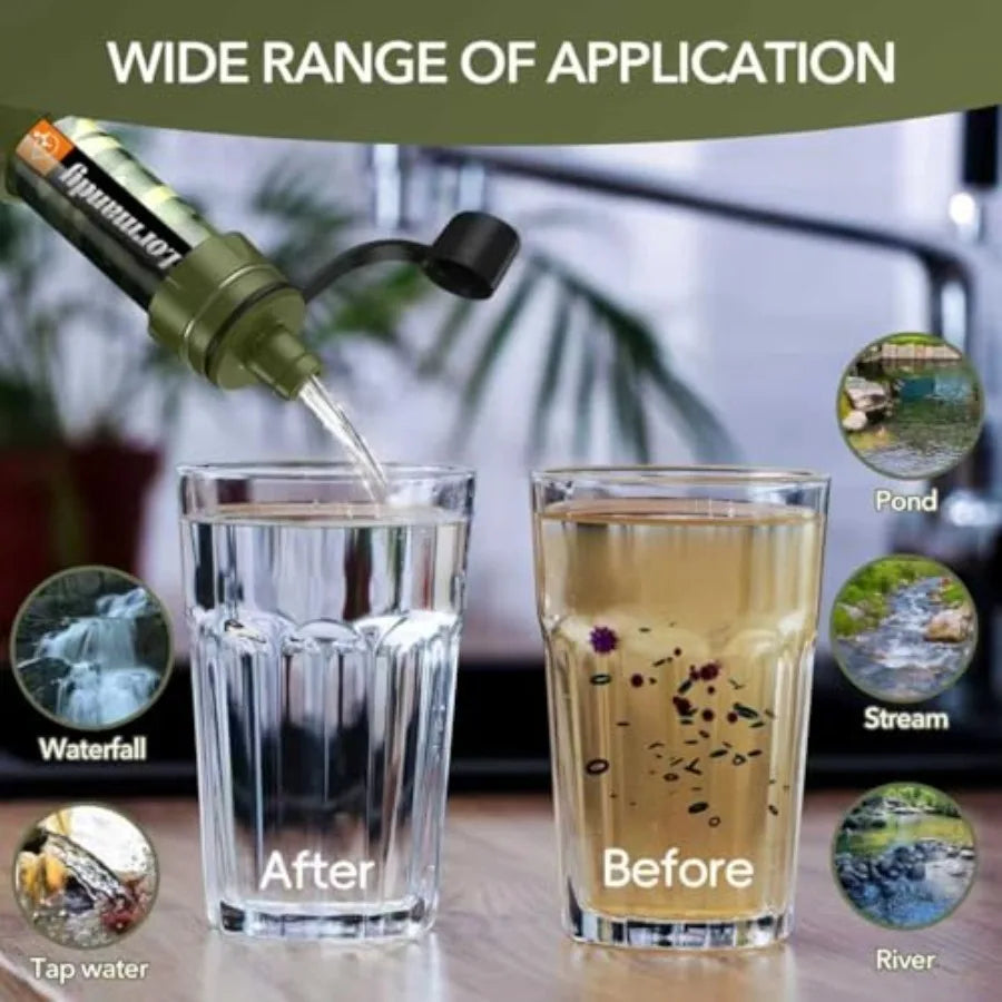 Straw Water Filter 5 Pack Outdoor Camping and Hiking Survival Gear Kit for Family Use, Ultra-Light Personal Filter Straws for B