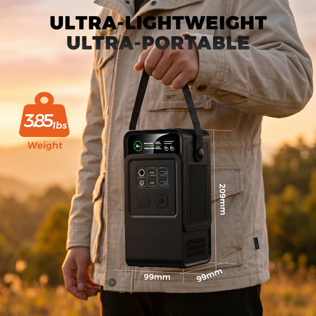 200W Power Station Camping 192Wh Lifepo4 Power Bank 60000mAh Portable Emergency Power USB TYPE-C Port