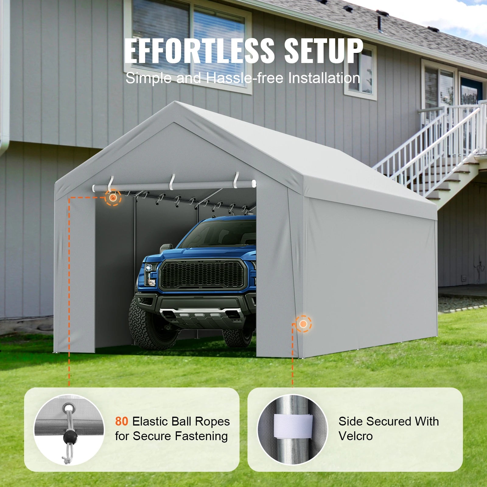 Carport Replacement Canopy Cover Garage Top Tent Heavy-Duty Waterproof (Frame Not Include）